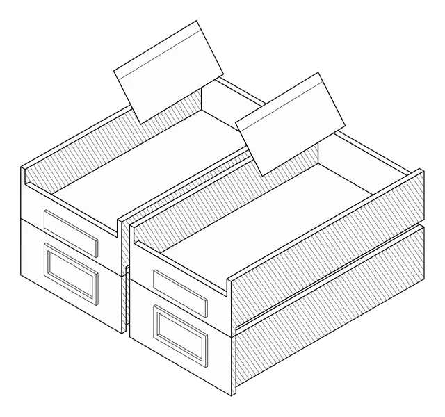 Two filing trays taking customer cards