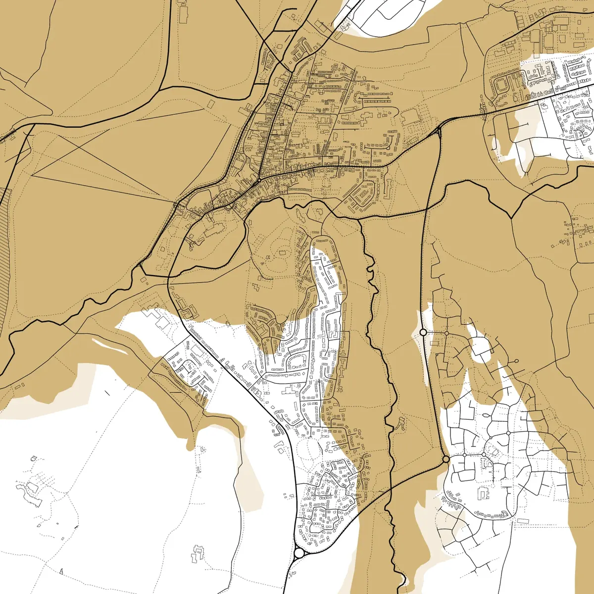 Recorded floods since 1703 around Tewkesbury, in gold over the town's streets